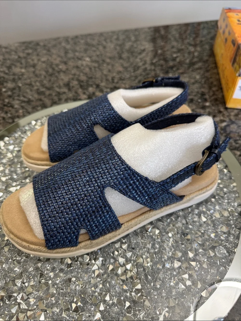 Bella Vita Navy Woven Espadrille Slingback Sandals NEW 7.5